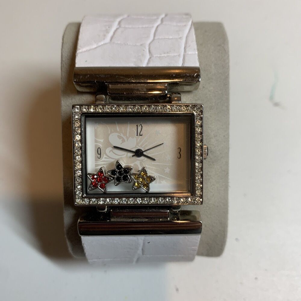 Vintage Disney store Mickey Mouse Womens Watch Rhinestone Moving Stars